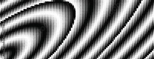 vector illustration, futuristic circular halftone design with dynamic diagonal stripes in bold black and white, surface texture background.