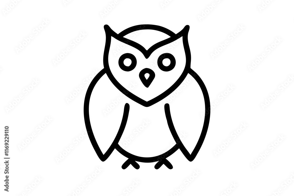 Owl Silhouette Icon on Clean White Background Owl Silhouette Icon on Clean White Background