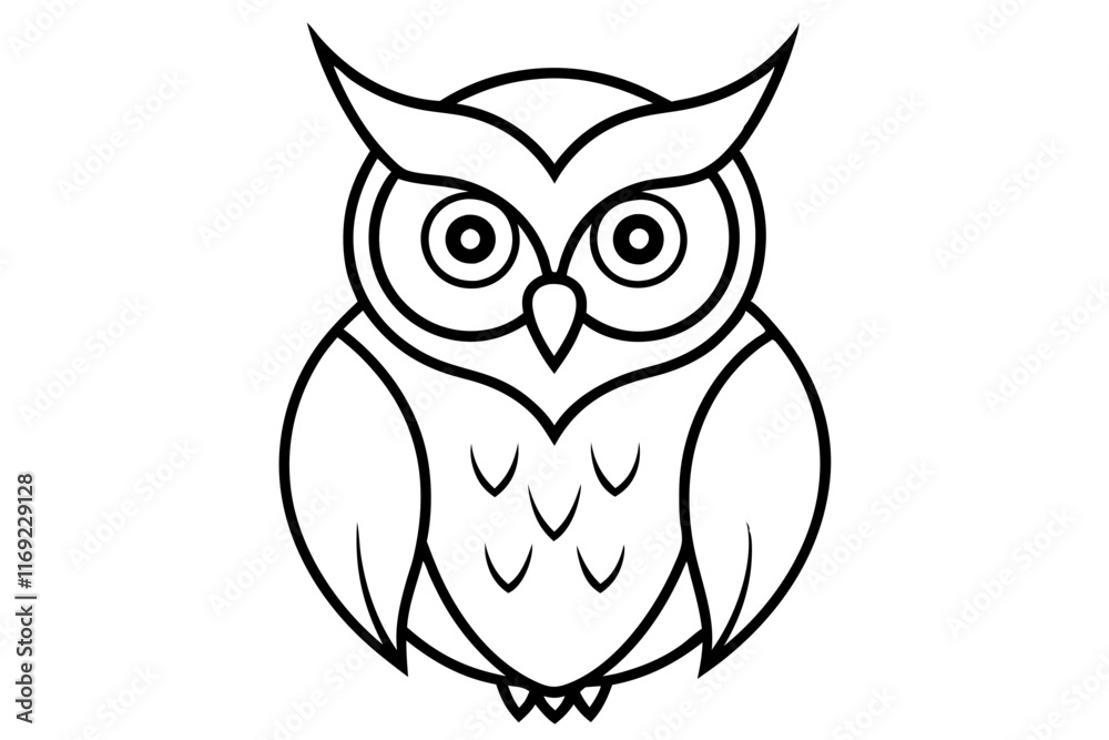 Owl Silhouette Icon on Clean White Background Owl Silhouette Icon on Clean White Background
