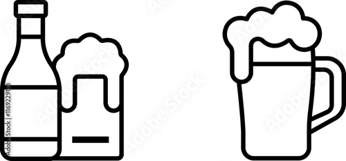 "Beer Vector Icon Set - Beverage, Alcohol, and Party Symbols"