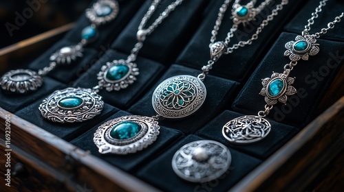 Celtic silver jewelry featuring traditional patterns representing deep connections the landscapes of Ireland and Scotland photo