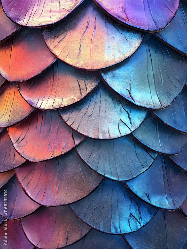 Obraz premium Fantasy dragon scales pattern, shimmering iridescent textures