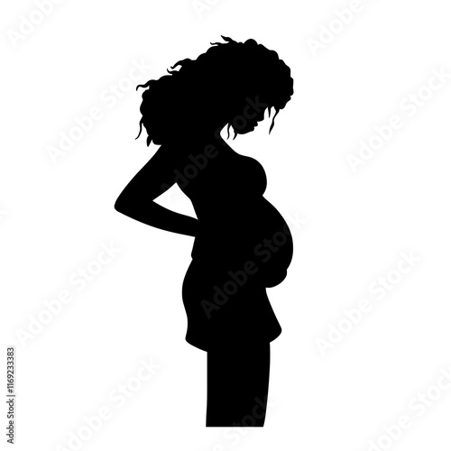 Pregnant Woman Silhouette Vector Illustration