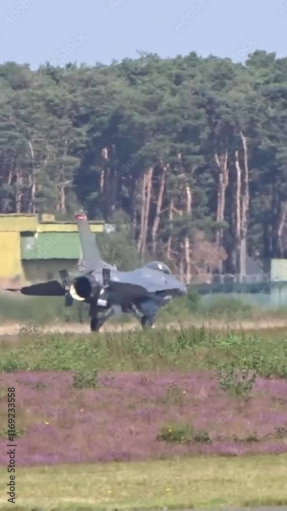 fighter jet landing airbase after completing mission operation combat importance returning safely from military engagements operations air base arriving back war emergency situation aviation 