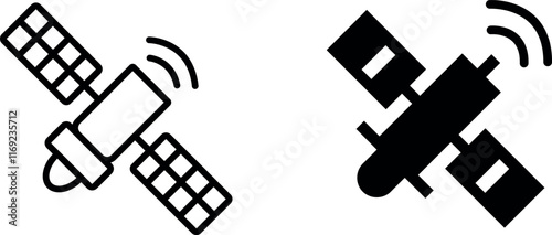 "Satellite Vector Icon Set - Space, Communication, and Technology Symbols"