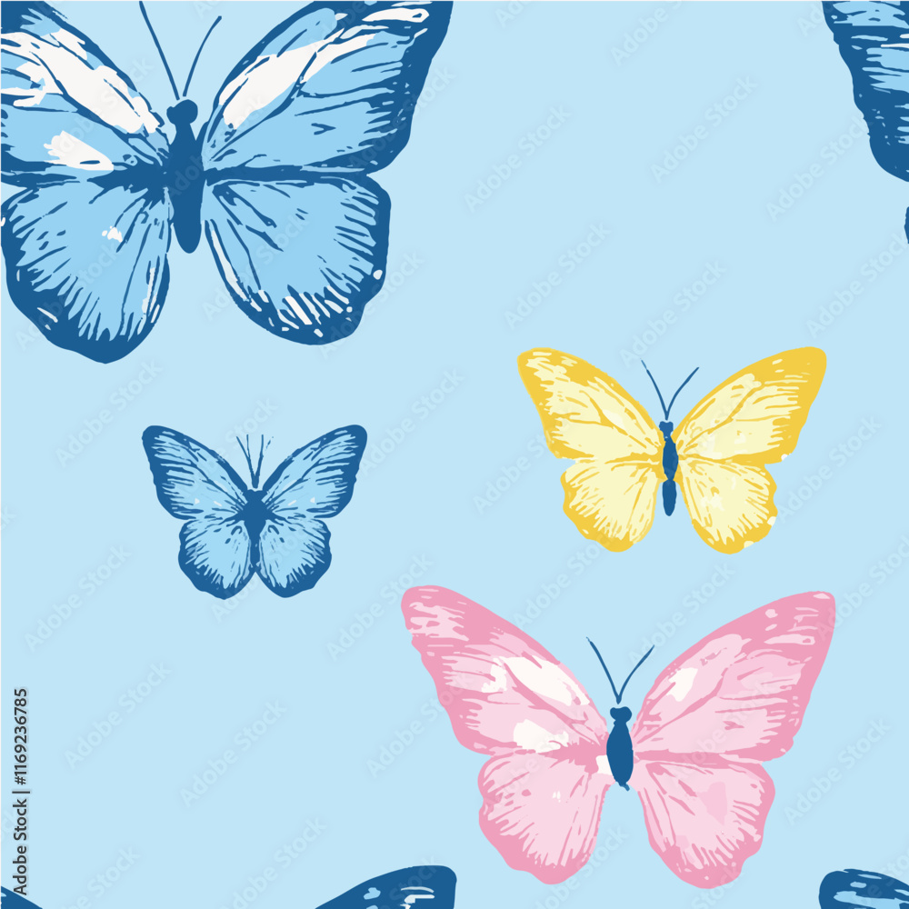 Fototapeta premium Illustration vector of Butterfly Seamless Pattern