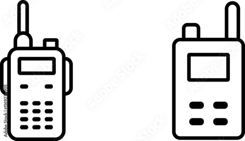 "Walkie-Talkie Vector Icon Set - Communication and Portable Radio Symbols"