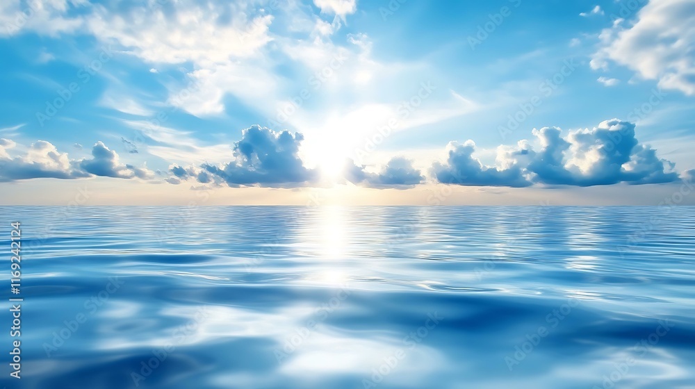 Obraz premium Beautiful Sunset over Calm Ocean with Majestic Sky