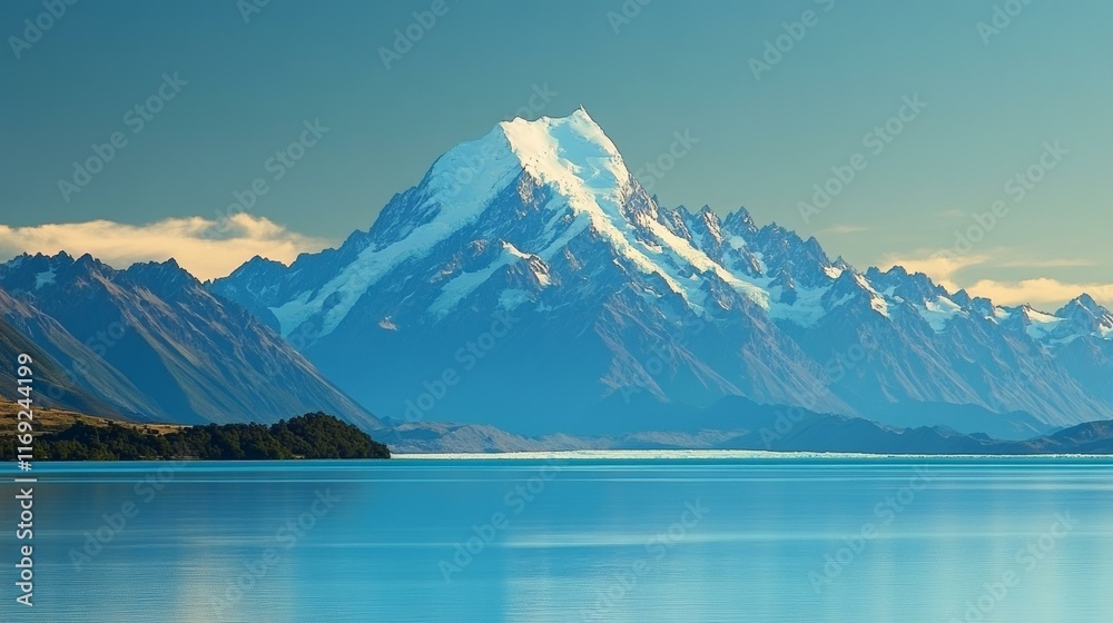 Majestic Mountain Range Over Serene Lake Majestic Mountain Range Over Serene Lake