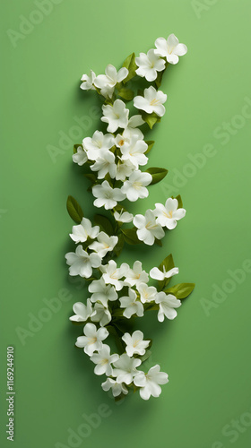White Flowers Green Background Floral Arrangement
