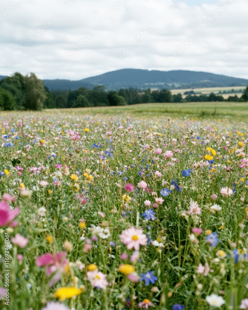 Vibrant wildflower bloom open field nature photography scenic landscape close-up view floral beauty Vibrant wildflower bloom open field nature photography scenic landscape close-up view floral beauty