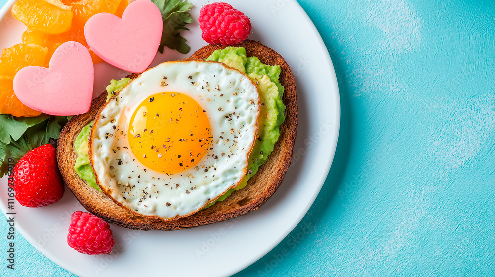 grain toast with creamy avocado, topped with a poached egg with a runny yolk, sprinkled with chives and pepper. grain toast with creamy avocado, topped with a poached egg with a runny yolk, sprinkled with chives and pepper.