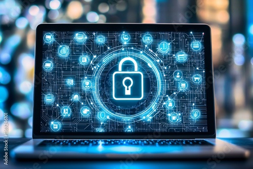 Wallpaper Mural Secure Online Data Protection Cyber Security Laptop Screen Torontodigital.ca