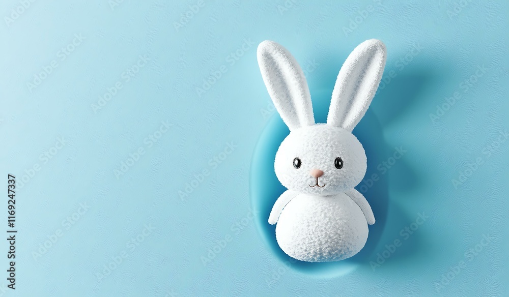 Obraz premium Cute White Easter Bunny in Egg Shape