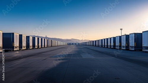 Expansive View of Truck Trailers in Industrial Loading Dock Area photo