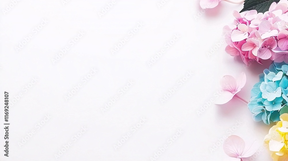 close-up of a vibrant hydrangea cluster in full bloom with soft pastel colors, showcasing delicate petals with a blurred background. Hydrangea close-up of a vibrant hydrangea cluster in full bloom with soft pastel colors, showcasing delicate petals with a blurred background. Hydrangea