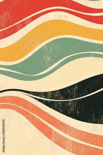 Multicolored retro wavy pattern with vintage feel