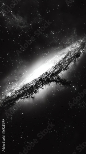 A stunning black and white image of a distant galaxy. photo