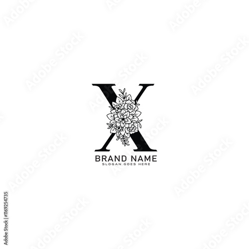 X Letter logo. X with nature beauty unique style concept. X Monogram initials perfectly for wedding invitations, greeting card, logo, poster.
