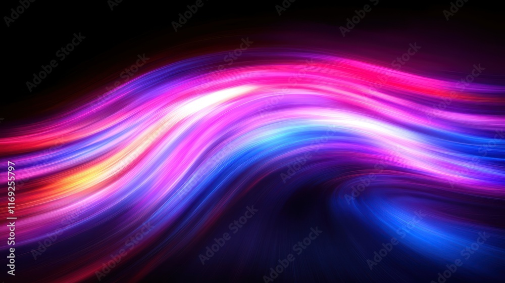 Fototapeta premium Abstract colorful wave patterns on a dark background.