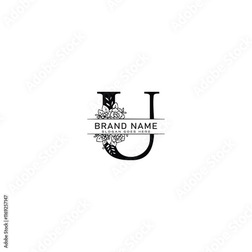 U Letter logo. U with nature beauty unique style concept. U Monogram initials perfectly for wedding invitations, greeting card, logo, poster.