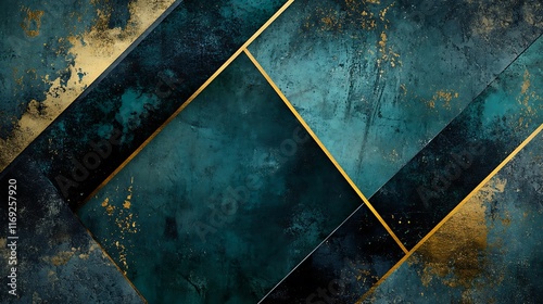 Abstract Teal Gold Geometric Textured Background