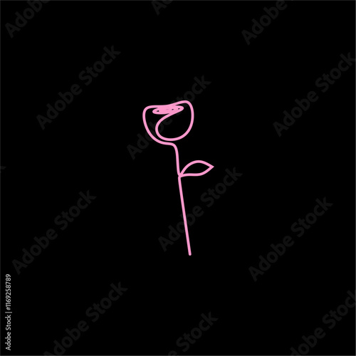 Pink Rose Minimalist Line Art: Elegant Floral Illustration