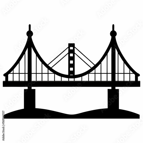 Network Bridge Silhouette Vector Art
