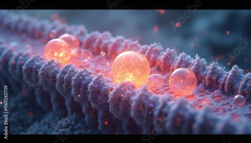 Cross-section membrane phospholipid bilayer cholesterol molecules protein carbohydrates photo