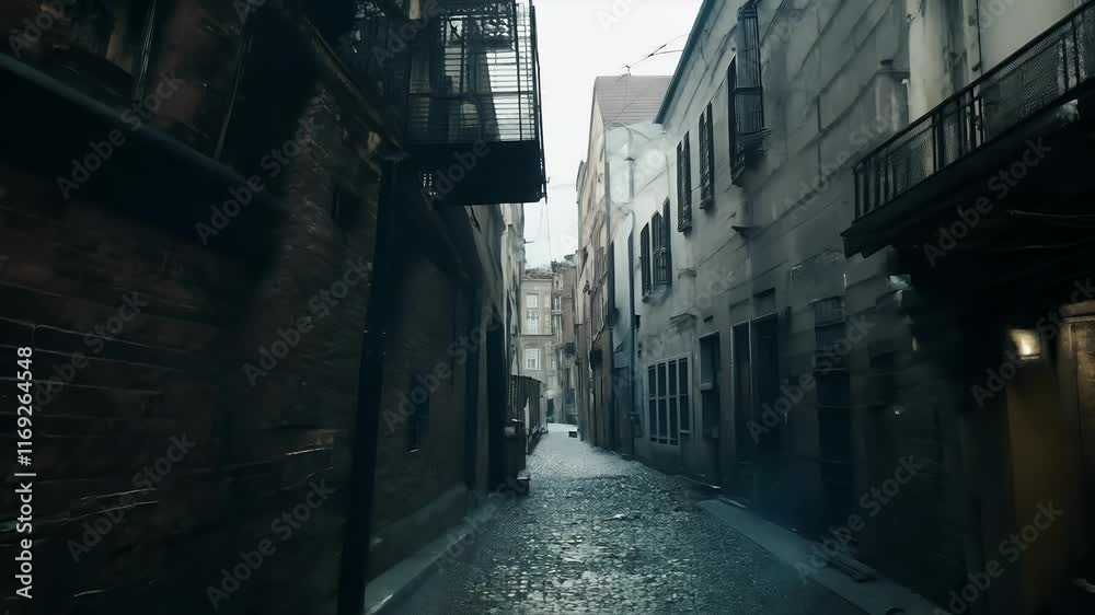 dark atmospheric alleyway night illuminated soft cinematic lighting setting mood mysterious suspenseful storytelling ultra HD video dark atmospheric alleyway night illuminated soft cinematic lighting setting mood mysterious suspenseful storytelling ultra HD video