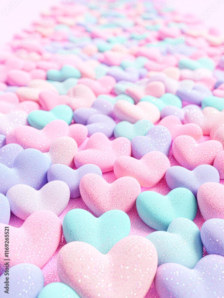 Fototapeta premium Colorful heart-shaped candies sweet treats vibrant background playful atmosphere