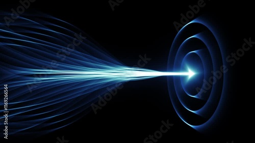 Futuristic Arrow Animation Hitting Target dart Made of Technology Glowing Light and Blue accumulated  lines . Concept animation of Business teamwork Goal, competition and Leadership 