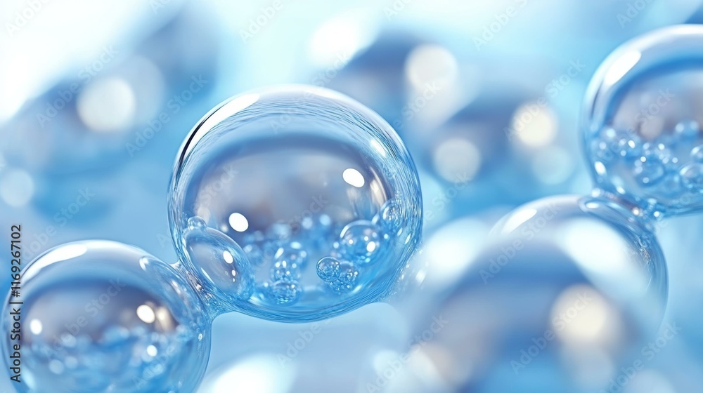 Abstract Blue Bubbles Molecular Structure Abstract Blue Bubbles Molecular Structure