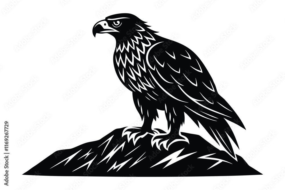 Fototapeta premium Silhouette of an eagle perched on a rock.eps