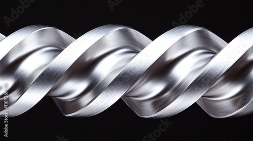Close-up of a shiny, metallic, helical screw.