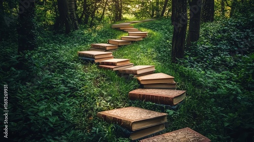 Winding Path of Growth Lush Forest Educational Journey Nature Ground Level Lifelong Learning