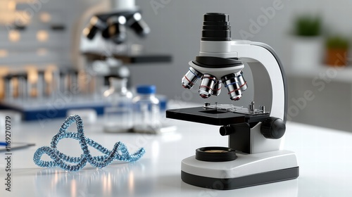 Healthcare innovations with scientists conducting medical research in futuristic labs, glowing DNA strands, and advanced medical devices symbolizing breakthroughs