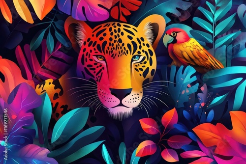 Bright and colorful wild animal illustrations suitable for nature-themed projects photo