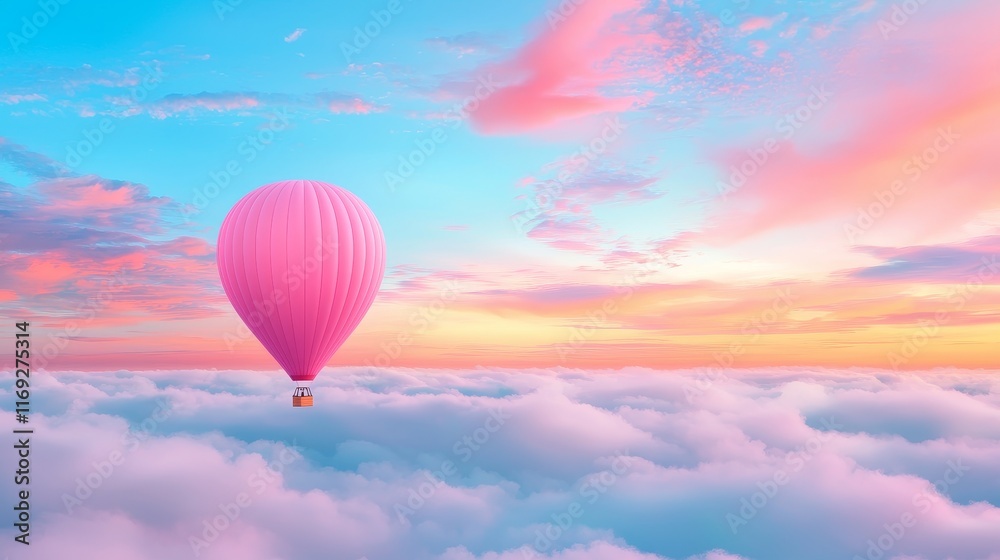 Obraz premium Hot Air Balloon Rising at Sunrise Symbolizing Life Goals and Dreams