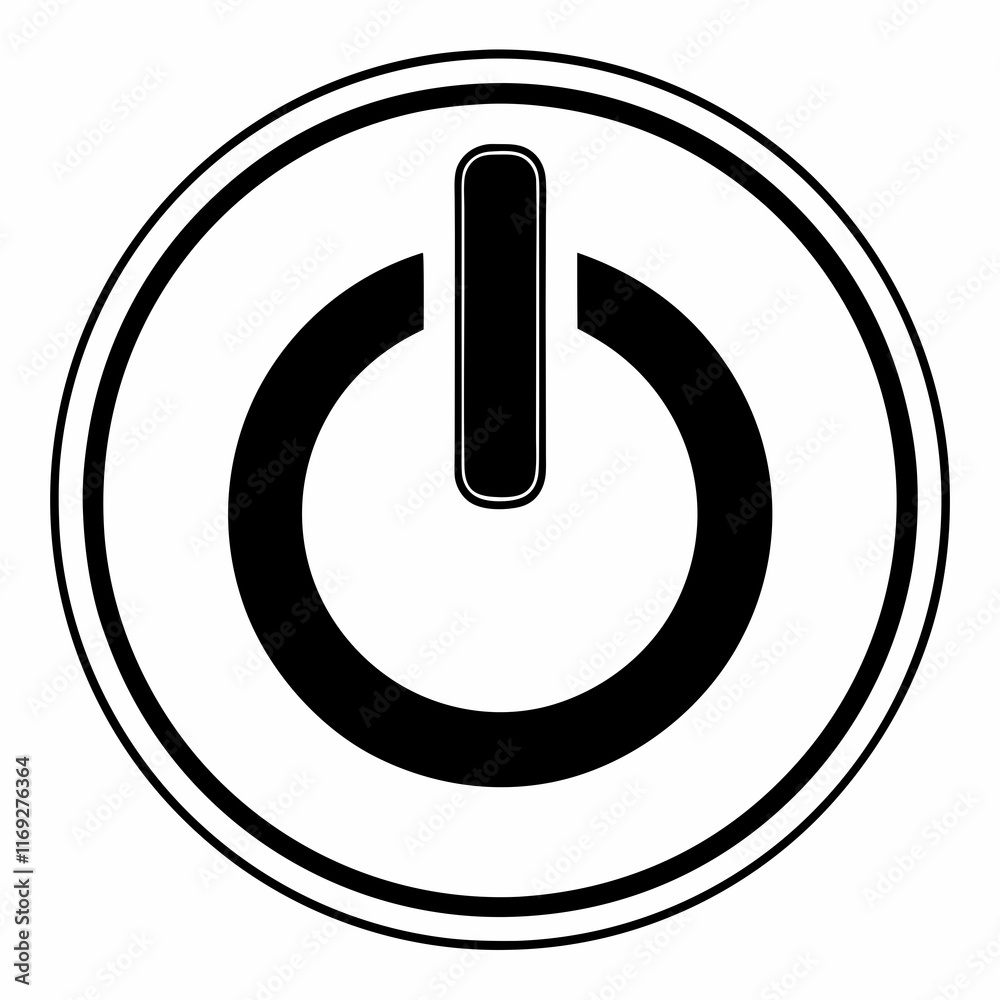 Power Button Black Silhouette Vector Power Button Black Silhouette Vector