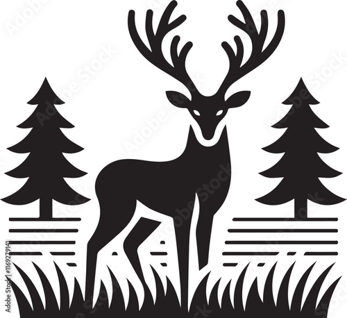 a deer stand with silhouette, reindeer.