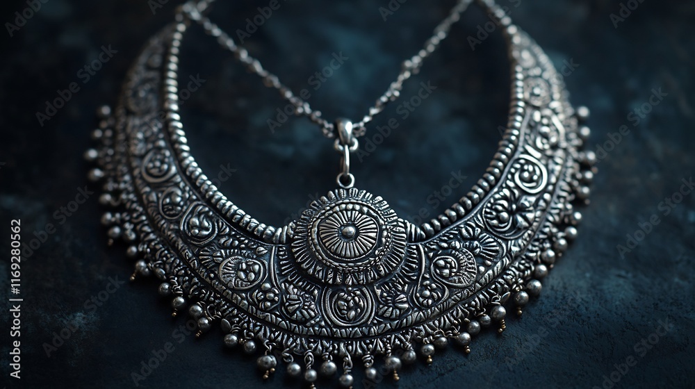 Berberinspired Silver Necklace Tribal Motifs Highlighting North African Cultural and LandBased Pride