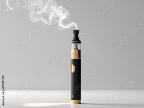 Elegant Gold and Black Electronic Cigarette with Smoke photo