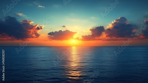 Dramatic Ocean Sunset With Colorful Cloudscape