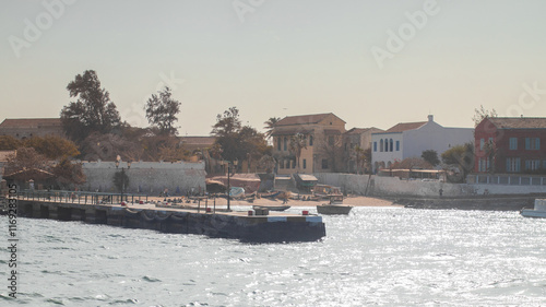 Obraz na płótnie Port of isle de goree, a former slave port on the named island, just outside of Dakar in Senegal. Visible sea, bay and port, now a tourist spot. w salonie