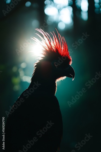 Stunning Silhouette of a Red-Crested Parrot photo