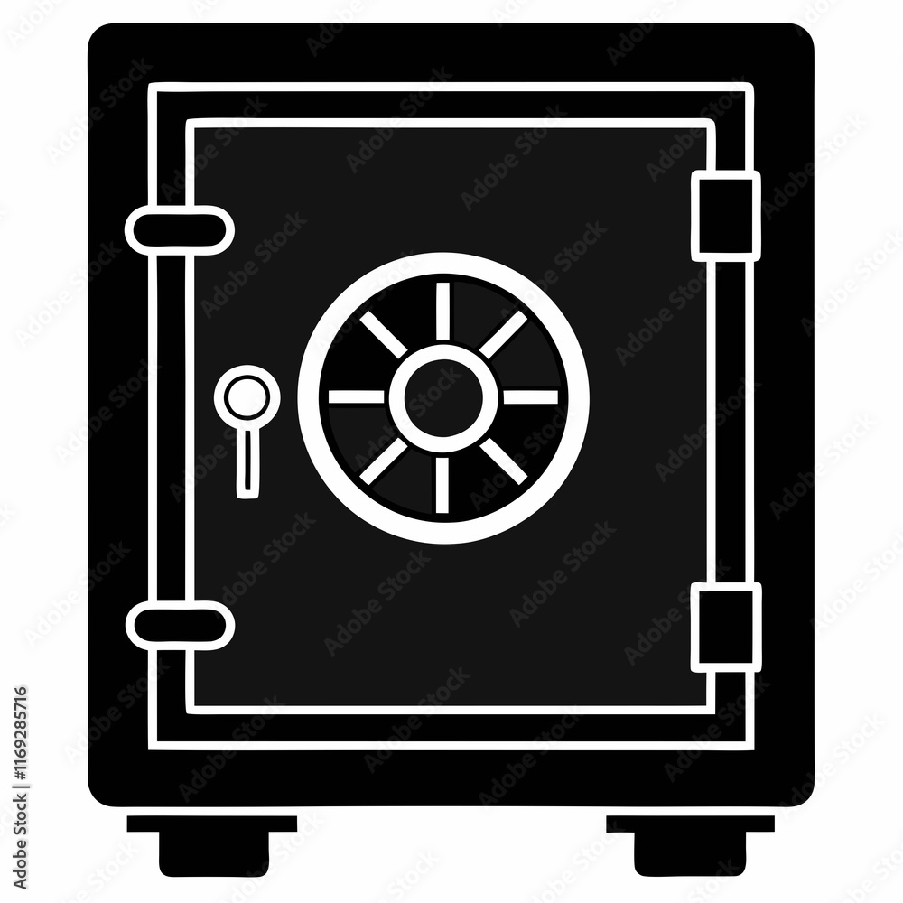 Safe Vault Black Silhouette Vector Safe Vault Black Silhouette Vector