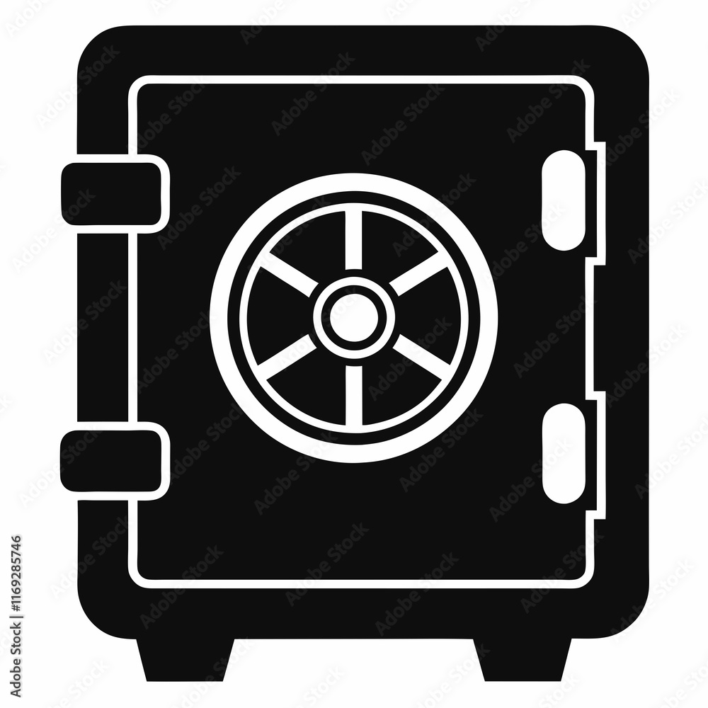 Safe Vault Black Silhouette Vector Safe Vault Black Silhouette Vector