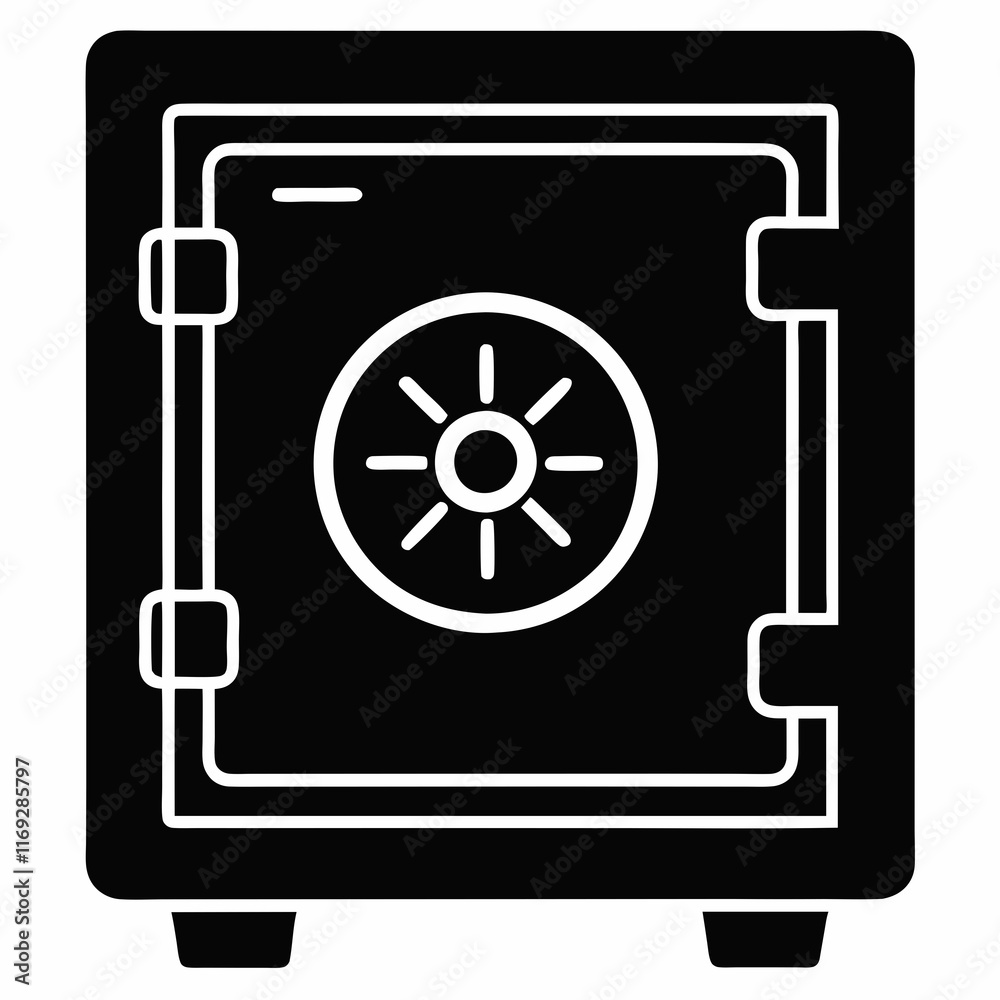 Safe Vault Black Silhouette Vector Safe Vault Black Silhouette Vector