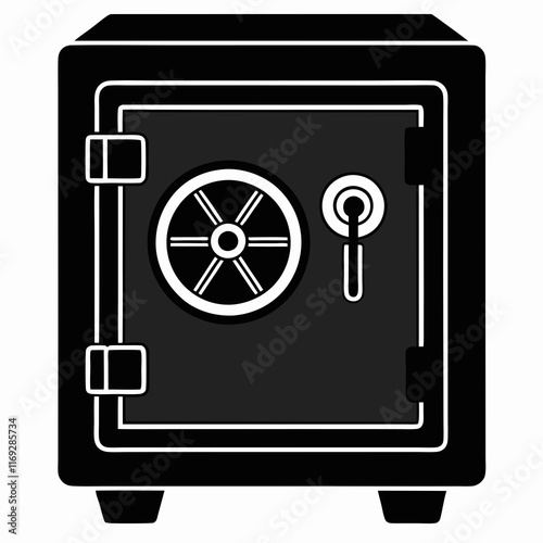 Safe Vault Black Silhouette Vector